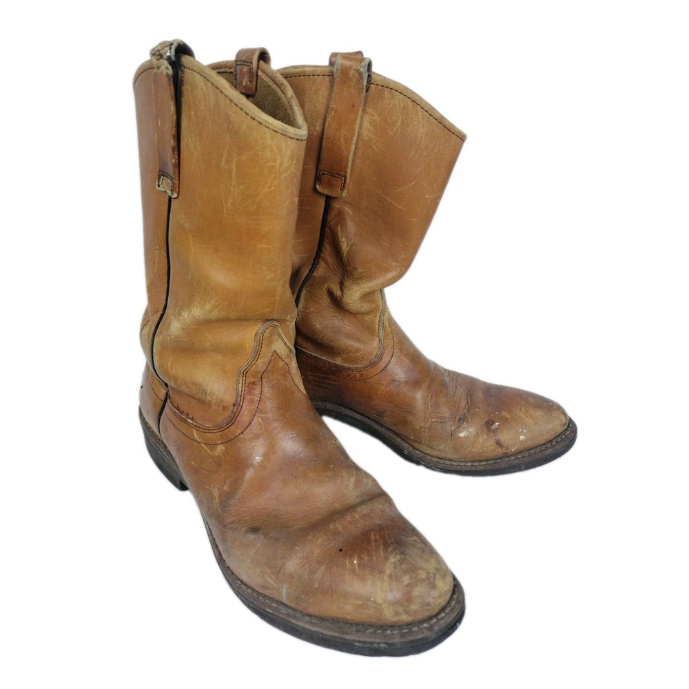 Vtg Red Wing Shoes Pecos Pull On Leather Work Boots Distressed Patina GPA Work